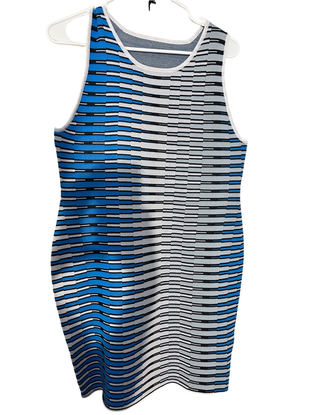 Blue and White Striped Knit Tank Dress